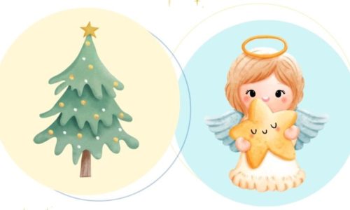 Engel mit Stern udn Weihnatsbaum